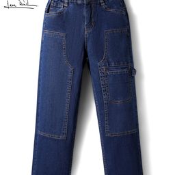 arias by lara dutta Arias Cotton Woven Full Length Washed Jeans - Navy Blue-picture-0