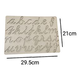 Fingo Brain Combo Pack Set of 2 Boards Wooden Small Alphabets Board and Small Cursive Alphabet Tracing Board with Dummy pencil in Leaser Cut - Brown image 2