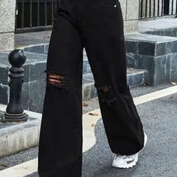 Zizvo Women Straight Fit High-Rise Slash Knee Jeans-image-22