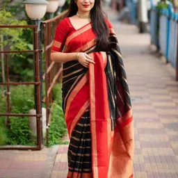 Lookmark Woven Design Striped Zari Banarasi Saree-image-50