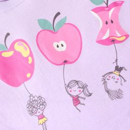 Tango Interlock Knit Half Sleeves Top with Apple Print - Mauve image 3
