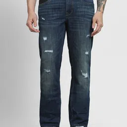 Mufti Men Slim Fit Mildly Distressed Light Fade Stretchable Jeans-image-98