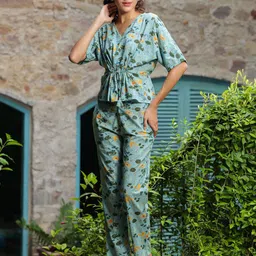 SANSKRUTIHOMES Floral Printed Top with Trousers-picture-17