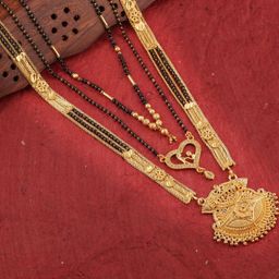 Anouk Set Of 4 Gold-Plated Artificial beaded Beads Mangalsutras image 3