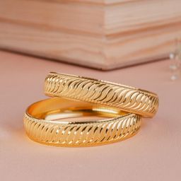 Zeraki Jewels Set Of 2 Gold Plated & Textured Bangle-image-94