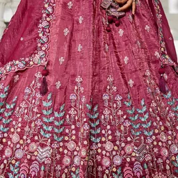 panchhi Embellished Sequinned Semi-Stitched Lehenga & Unstitched Blouse With Dupatta image 4