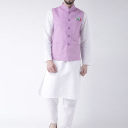 Hangup Men Purple Solid Kurta with Pyjamas-28