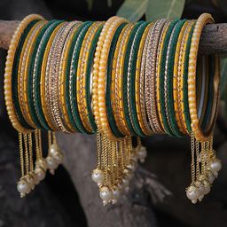 RIJOLI Green Alloy Gold-Plated Bangle-38