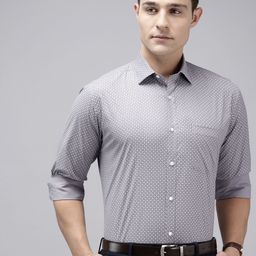 Park Avenue Slim Fit Opaque Geometric Printed Formal Shirt-image-9