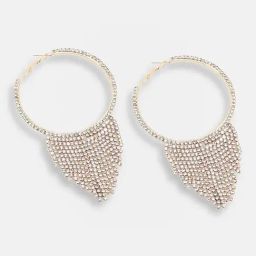 Sohi Silver Plated Party Designer Stone Hoop Earrings-image-85