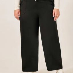 Styli Black Cotton Straight Fit Trousers-picture-38