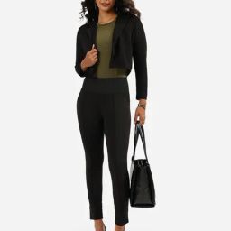 Blissclub Black Blended Regular Fit Pant-image-81