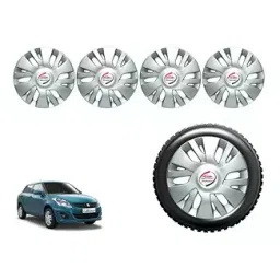 Auto Pearl T2Sil18 R14 Press Type Wheel Hubcap with Retention Ring 35.56 cm (14 Inch) for Maruti Suzuki Swift Dzire VXI (Pack of 4 Pcs)-image-79