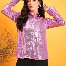 The Kaftan Company Pink Embellished Shirt-image-55