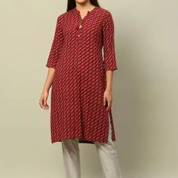 Rangriti Red Printed Straight Kurta-image-75