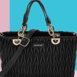 Mochi Black Textured Medium Satchel-picture-19