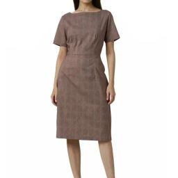 Van Heusen Brown Chequered Dress-image-61