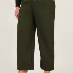 Styli Green Cotton Straight Fit Trousers-image-28
