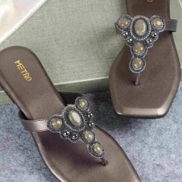 Metro Women's Gun Metal T-Strap Sandals-image-14
