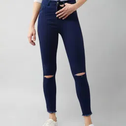 DOLCE CRUDO Navy Distressed Jeans-image-80