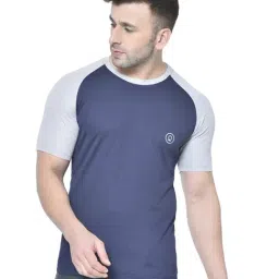 Chkokko Navy & Grey Regular Fit Colour Block Sports T-Shirt-image-91