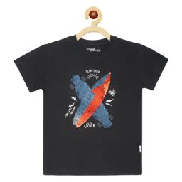 Li'l Tomatoes Boys Black Cotton Printed T-Shirt-image-64