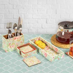 Home4U Green & Pink MDF Serveware Set-28