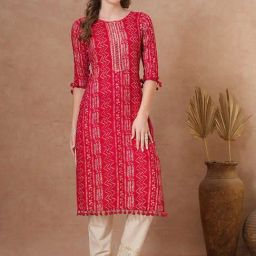 Fashor Red Regular Fit Printed Kurta-2