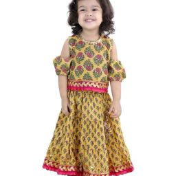 BownBee Kids Yellow & Pink Cotton Printed Lehenga & Choli-image-50