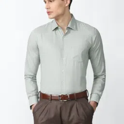 Van Heusen Green Cotton Slim Fit Checks Shirt-picture-21