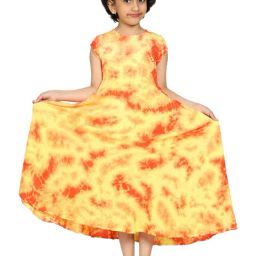 Kiddopanti Kids Yellow Tie Dye Dress-image-35