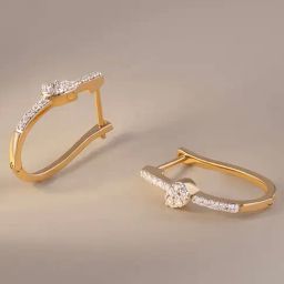Mia by Tanishq Elegant Twist 18k Gold & Diamond Hoop Earrings for Women-image-81