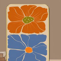 Livin'luxe Orange Colored & Blue Floral Printed Wall Art-picture-14