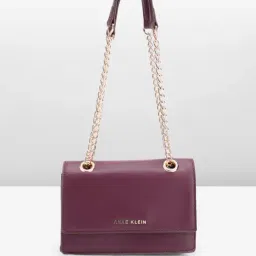 Anne Klein Maroon Solid Shoulder Handbag-image-18