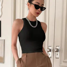 CILIMILI Women Ribbed Stretchable Fit Tank Crop Top-picture-42