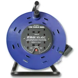 PRO ELEC MAINS EXTENSION REEL, 4 OUTLET, UK, 15M, 2200-4-15M-38