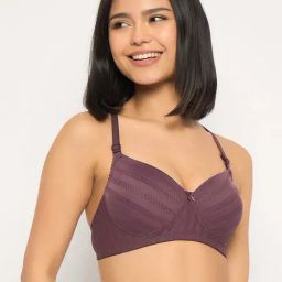 Clovia Purple Regular Fit Self Pattern Bra-picture-39