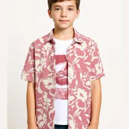 Charchit Boys Pink Floral Print Comfort Fit Shirt-picture-17