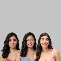 AROUSY Blue & Pink Cotton Demi Cup Bra - Pack Of 3-picture-25
