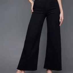 Miss Chase Black High Rise Clean Look Regular Length Stretchable Wide Leg Denim Jeans-image-31