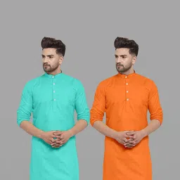 VS MALL Men Orange Kurtas-image-84