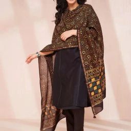 Fabindia Brown Cotton Silk Blend Printed Dupatta-image-32