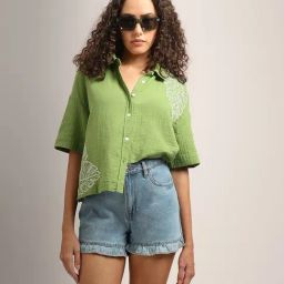 Vero Moda Green Embroidered Shirt-picture-30