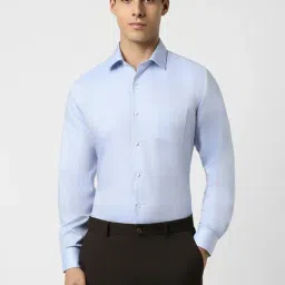 Van Heusen Blue Cotton Regular Fit Texture Shirt-picture-0