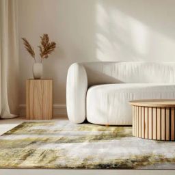 Ddecor Live Beautiful Yellow Polyester Rug-image-77