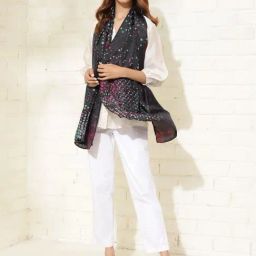 Fabindia Black Silk Printed Stole-image-95