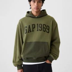 GAP Green Regular Fit Embroidered Hooded Sweatshirt-image-79