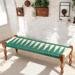 Ikiriya Hamilton Green & White Sheesham Wood Vintage Bench-image-49