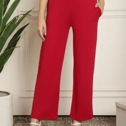 NEUDIS Pink Regular Fit Mid Rise Trousers-image-76