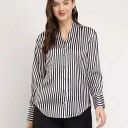 Fablestreet Black Striped Casual Shirts-image-39